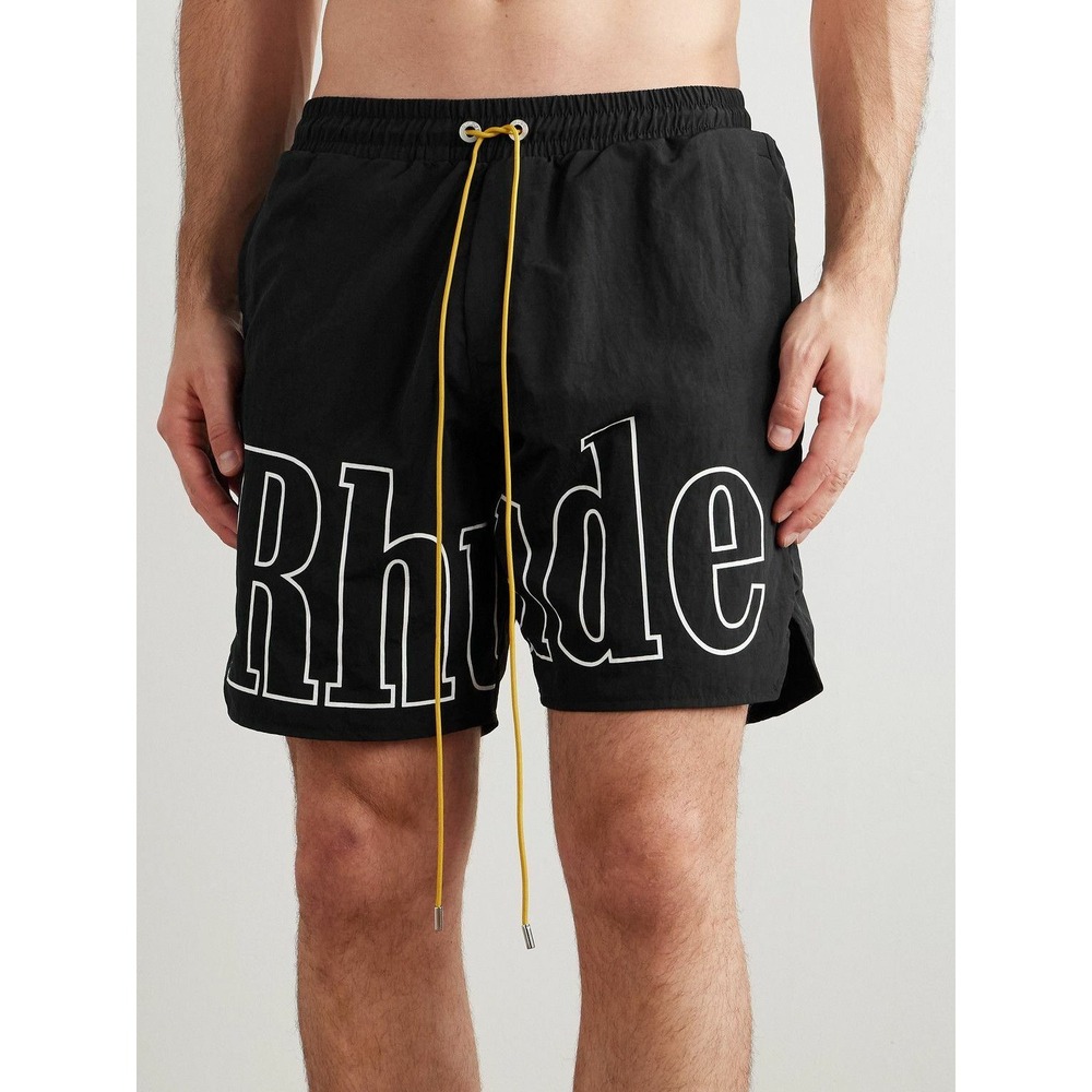 Rhude Straight-Leg Logo-Print Nylon Drawstring Black Size XL New With Tags